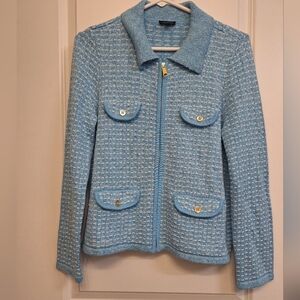 Talbots Blue Tweed Cardigan/Jacket